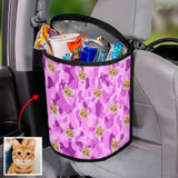 Custom Pet Cat Face Pink Pattern Car Garbage Bag Personalized Car Storage Bag