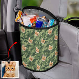 Custom Pet Cat Face Camouflage Car Garbage Bag Personalized Car Storage Bag