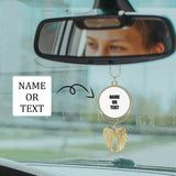 Custom Name Or Text Metal Angel Wings Car Pendant Ornament