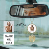 Custom Photo&Name Or Text Metal Angel Wings Car Pendant Ornament