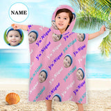 Kids Bath Towel For Boys Girls, Custom Face&Name Child Hooded Beach Towel, Fast Drying Ultra Absorbent Poncho For Bath/Pool/Beach Swim Cover