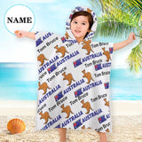 Kids Bath Towel For Boys Girls, Custom Name Australia Flag Child Hooded Beach Towel, Fast Drying Ultra Absorbent Poncho For Bath/Pool/Beach Swim Cover