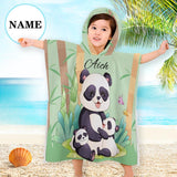 Kids Bath Towel For Boys Girls, Custom Name Panda Pattern Child Hooded Beach Towel, Fast Drying Ultra Absorbent Poncho For Bath/Pool/Beach Swim Cover