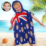 Kids Bath Towel For Boys Girls, Custom Photo Australia Flag Child Hooded Beach Towel, Fast Drying Ultra Absorbent Poncho For Bath/Pool/Beach Swim Cover