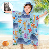 Kids Bath Towel For Boys Girls, Custom Photo Cartoon Goldfish Pattern Child Hooded Beach Towel, Fast Drying Ultra Absorbent Poncho For Bath/Pool/Beach Swim Cover
