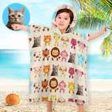 Kids Bath Towel For Boys Girls, Custom Photo Cute Cat Pattern Child Hooded Beach Towel, Fast Drying Ultra Absorbent Poncho For Bath/Pool/Beach Swim Cover