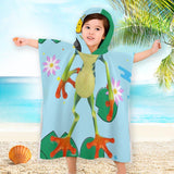 Kids Bath Towel For Boys Girls, Frog Pattern Child Hooded Beach Towel, Fast Drying Ultra Absorbent Poncho For Bath/Pool/Beach Swim Cover