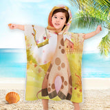 Kids Bath Towel For Boys Girls, Giraffe Pattern Child Hooded Beach Towel, Fast Drying Ultra Absorbent Poncho For Bath/Pool/Beach Swim Cover
