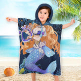 Kids Bath Towel For Boys Girls, Mermaid Pattern Child Hooded Beach Towel, Fast Drying Ultra Absorbent Poncho For Bath/Pool/Beach Swim Cover