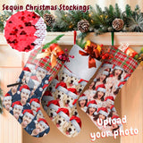 16.5in(L) Super Size-Custom Seamless Face Red Hat Christmas Socks Flip Sequins Christmas Stocking