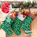 16.5in(L) Super Size-Custom Text Green Background Christmas Ornaments Socks Flip Sequins Christmas Stocking