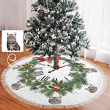 Custom Cat Face Garland Clock Christmas Tree Skirt With Tassel