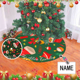 Custom Name Green Christmas Tree Skirt