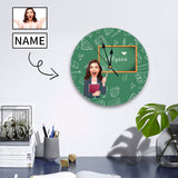 Wall Clock-Custom Face & Name Green Blackboard No Scale Round Wall Clock