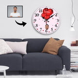 Wall Clock-Custom Face Red Love Fashion Round Wall Clock