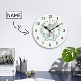 Wall Clock-Custom Name Cute Elephant Simple Round Wall Clock Gift