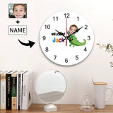 Wooden Wall Clock-Custom Name&Face Baby Crocodile Simple Round Wall Clock