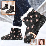 Custom Face Cotton-Padded Shoes with Simple Black for Men Women