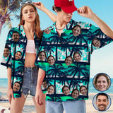 Personalized Couple Matching Hawaiian Shirts Custom Face Coconut Tree Couple Hawaiian Shirts
