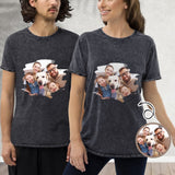 Custom Face Cotton Personlized Family Casual Couple Denim T-Shirt