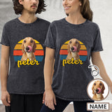 Custom Photo&Name Cotton Sunset Casual Couple Denim T-Shirt