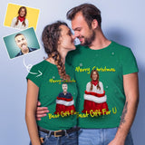 Couple Christmas Gift Custom Face Unique Design All Over Print T-shirt For Men Women Gift