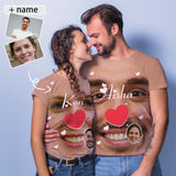 Couple Custom Face&Name Red Heart Unique Design All Over Print T-shirt For Men Women