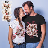 Couple Gift Custom Photo&Text Heart Unique Design All Over Print T-shirt For Men Women Gift