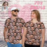 Custom Face Seamless Love Matching Couple All Over Print T-shirt Add Your Own Personalized Image