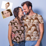 [Hot Sale] 50% Off-Custom Face Seamless Photo Happiness Matching Couple All Over Print T-shirt Made for You Custom T-shirt