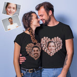 Custom Face Shirt Love Shape Shirts with Personalized Pictures Cute Matching Couple Design Your Own All Over Print T-shirt for Couple