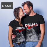 Custom Name Black Couple Matching T-shirt for Couple Put Your Name on All Over Print T-shirt Made for You