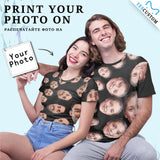 Custom Personalized Face Circle Photo Unique Design Matching Couple All Over Print T-shirt Put Your Face on Shirt