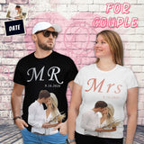Custom Photo&Date Romantic MR Couple Anniversary Shirts with Personalized Pictures Matching Couple All Over Print T-shirt