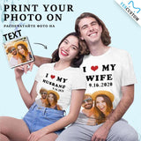 [Hot Sale] 50% Off-Custom Photo&Date Shirt I Love My Wife Design Your Image Text on A Shirt Matching Couple All Over Print T-shirt