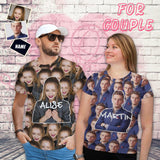Design Photo&Name Love Life Happiness Matching Couple All Over Print T-shirt Put Your Face on A Tshirt