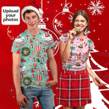 Personalized Couple Matching T-Shirts Custom Face Hawaii All Over Print Christmas Gifts