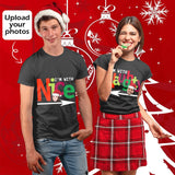 Personalized Couple Matching T-Shirts Custom Face I'm With Nice/Naughty  Christmas Gifts
