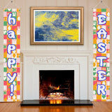 Happy Easter-Funny Chessboard Festival Banner Easter Day Door Ornament Party Couplet Hanging Posters 1 Pair