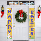 Happy Easter-Rabbit Festival Banner Easter Day Door Ornament Party Couplet Hanging Posters 1 Pair