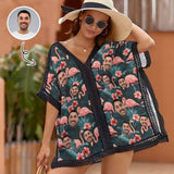 Custom Face Flamingo Tropical Style Women's Bikini Swimsuit Cover Up