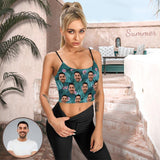 Custom Face Crop Tops Tropical Plants Leopard Women's Crop Camisole Top (With Chest Pad)
