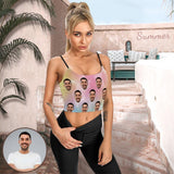Personalized Face Tank Top Tie Dye Women's Crop Camisole Top (With Chest Pad)