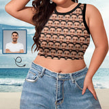 Personalized Tops with Custom Face Seamless Women's High Neck Crop Top Swimsuits Bustier