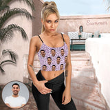 Print Your Face on Tops Pink Leopard Women's Crop Camisole Top (With Chest Pad)