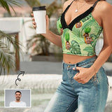 Tops with Custom Face Personalized Pineapple Women's V-Neck Crop Camisole Top