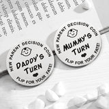 【FREE SHIPPING】New Baby Gifts for Mom Daddy Funny Parent Decision Coin for Women Men Pregnancy Mothers for   First Time Moms Dads Christmas Birthday Present Mummy to Be Double-Sided