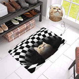 Custom Photo Cat Black White Gum Doormat