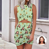 Custom Face Avocado Green Slim wrap hip skirt Personalized Women's Dress Short Skirt