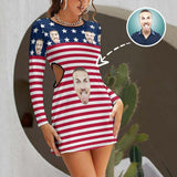 Custom Face Flag Women's Slim-fit dress with cut-out waist